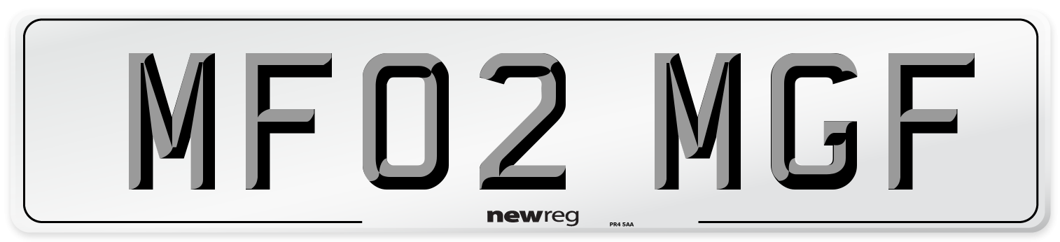 MF02 MGF Number Plate from New Reg